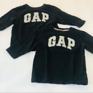 Gap Twin Bundle - Two Matching Black Graphic Long Sleeve Tees - Boys 18-24 mo